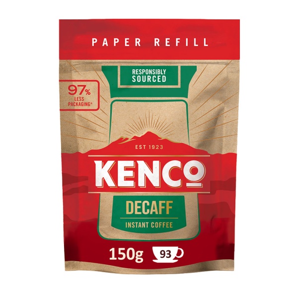 Kenco Freeze Dried Decaff Coffee Paper Refill Pack 150g (5 Pack)