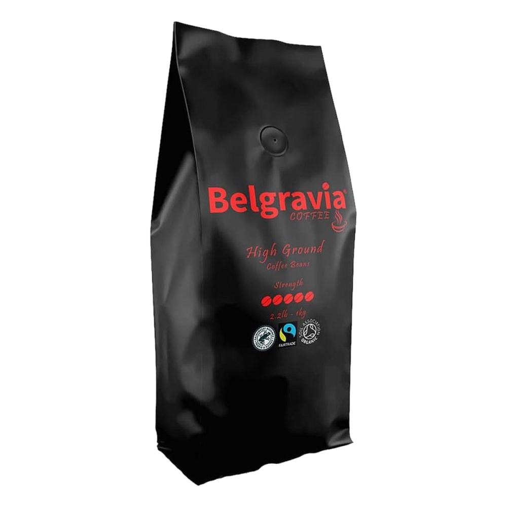Belgravia High-Ground Blend Fairtrade Organic 100% ARABICA Coffee Beans (6x1kg)